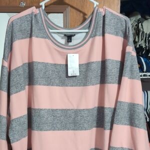 Torrid Pink and Gray Striped Sweater